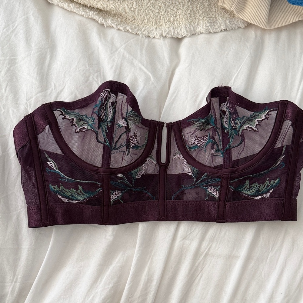 Thistle and Spire Deep Plum Embroidered Longline Bustier
